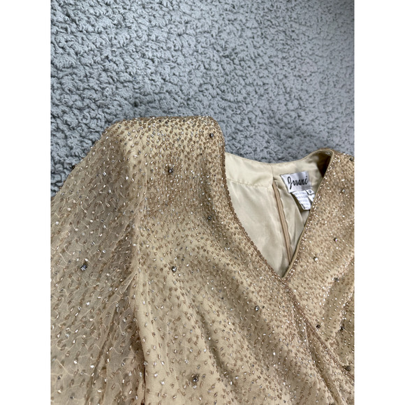 Jovani Blouse Womens Size 6P Silk Sequins Vintage Gatsby Padded Shoulders - Picture 4 of 13